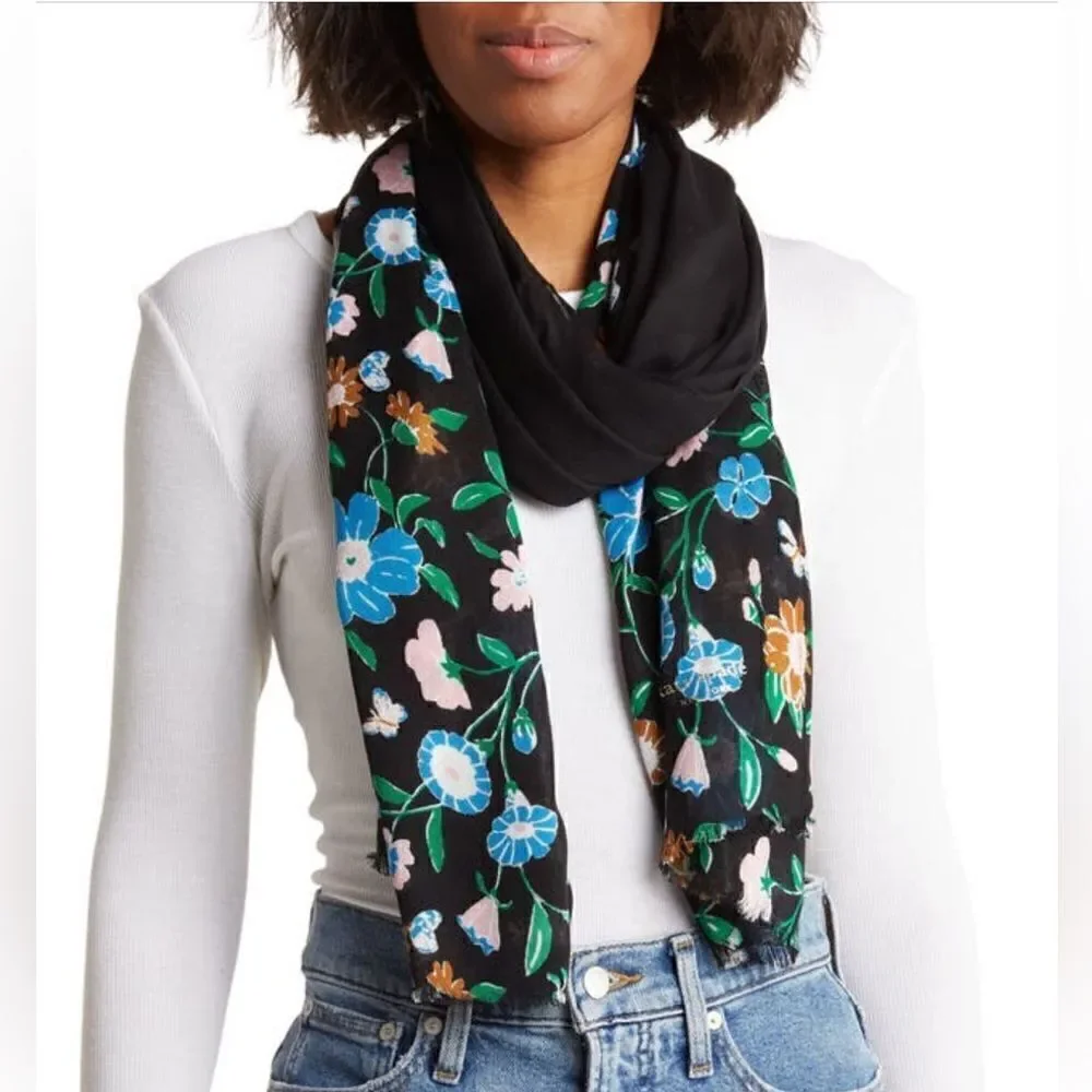 NWT Kate Spade floral garden oblong scarf